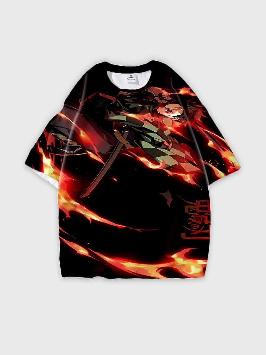 T-shirt round neck Character Pattern loose short sleeve P1610