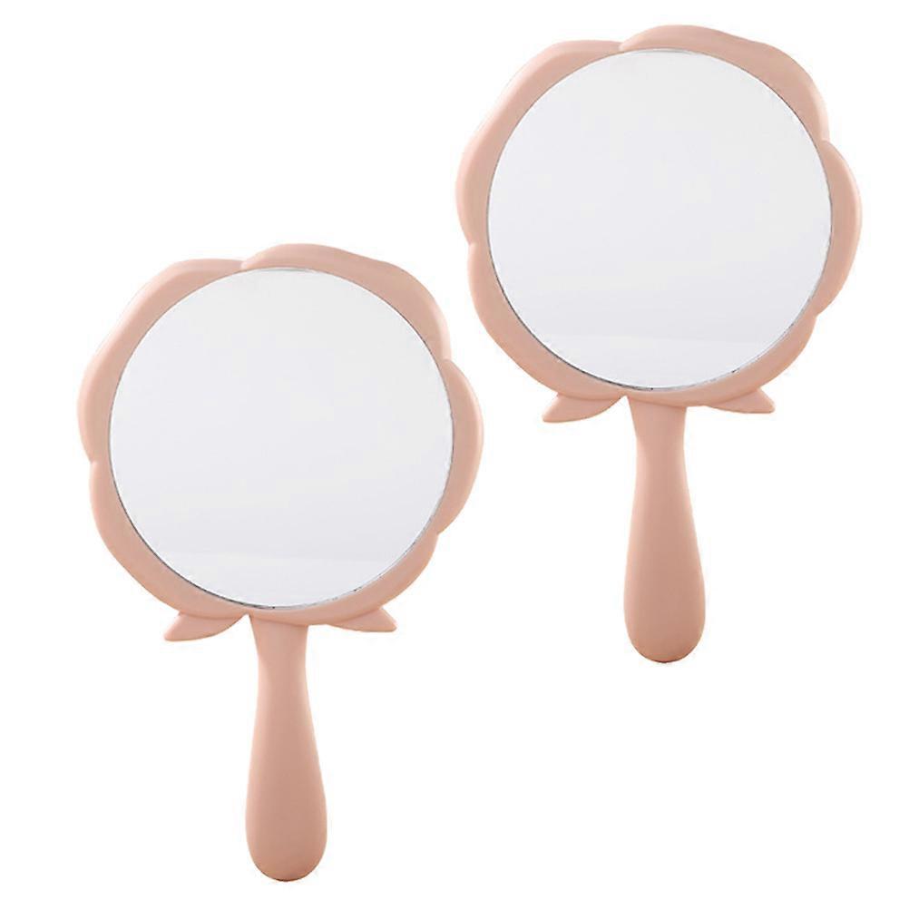 Pink Mini Mirror 2Pcs For Women And Students For Daily Routine Lightweight Portable Design
