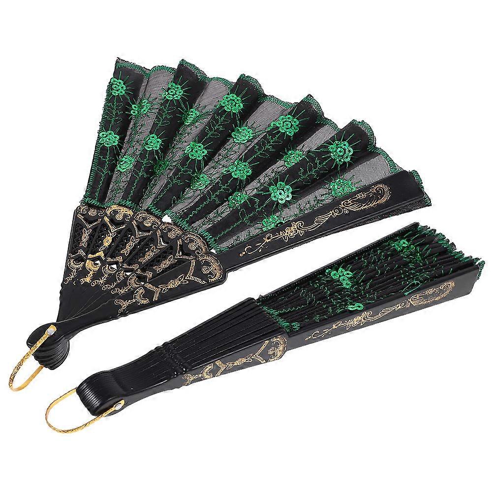 Vintage Chinese Handheld Fan for Decoration Lightweight Black Folding Fan for Weddings and Dancing