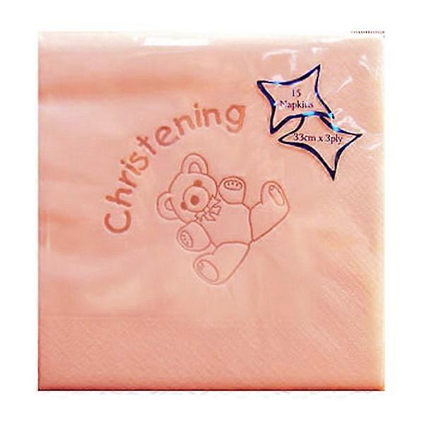 NPK Teddy design foil printed napkins (pack of 15) one size pink