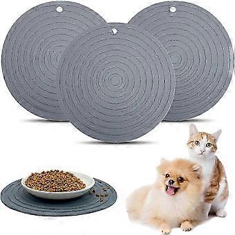 2025 24240.35cm 3PCS Siliconen Huisdiervoer Mat, 9.5" Ronde Waterdichte Antislip Hond Kat Kom Placemat Voorkomen Voer- en Wateroverloop Geschikt voor Mediu