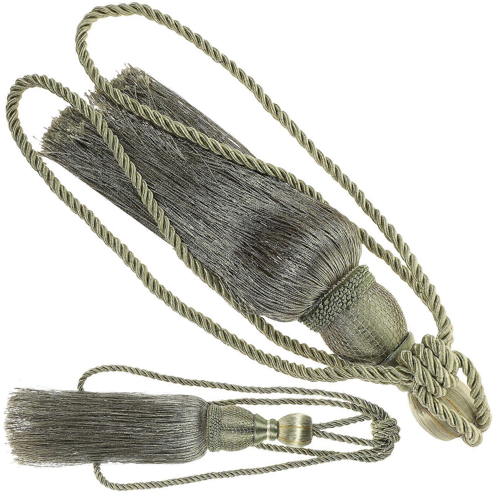 Luxury Curtain Tiebacks with Tassel Design 2 Pieces Olive Green Polyester for Decoration
