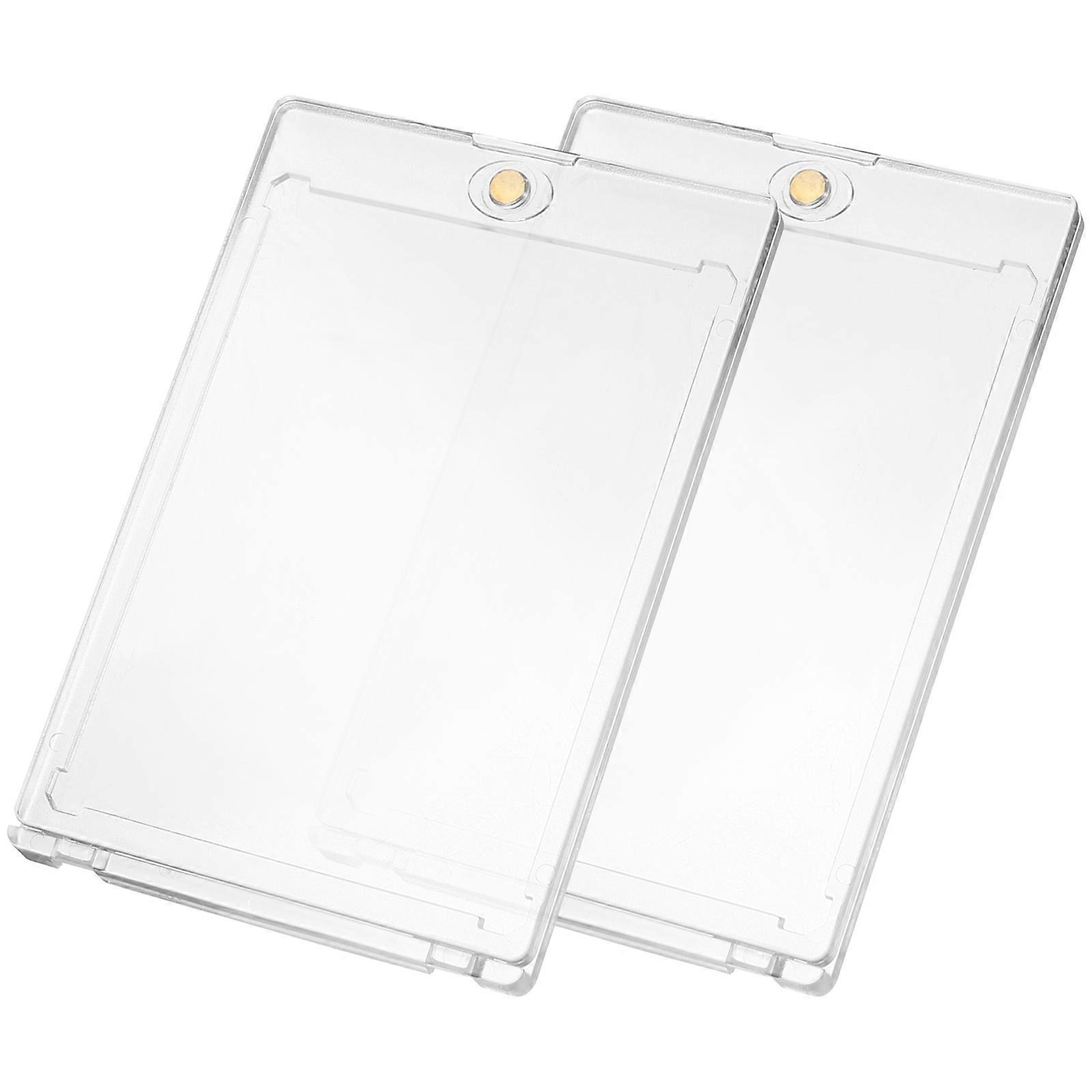 Magnetic Card Holder 2pcs Acrylic Lightweight Water Stain Resistant Easy Open Design for Storage and Display