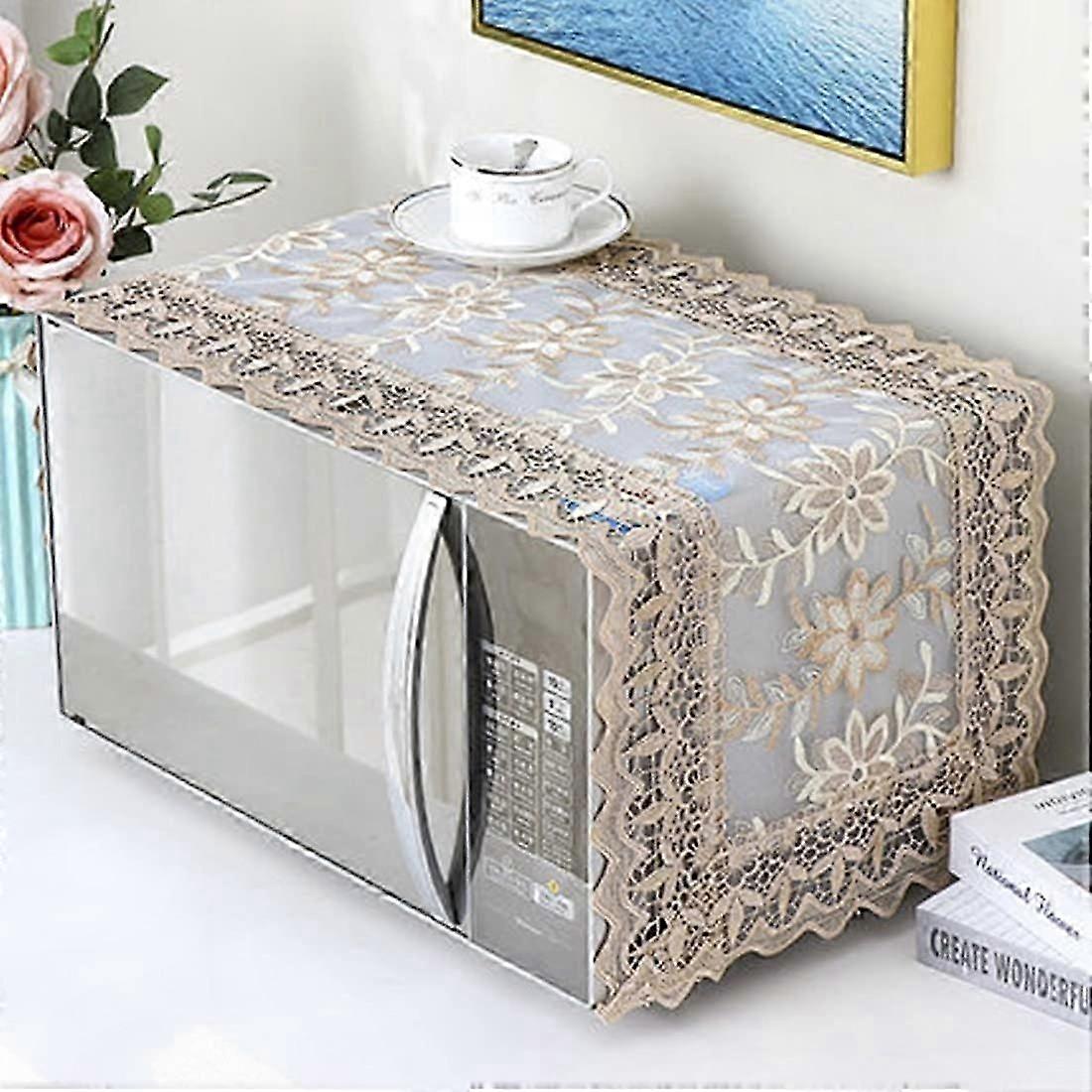 Microwave Oven Cover with Lace Design and Crown Pattern for Protection