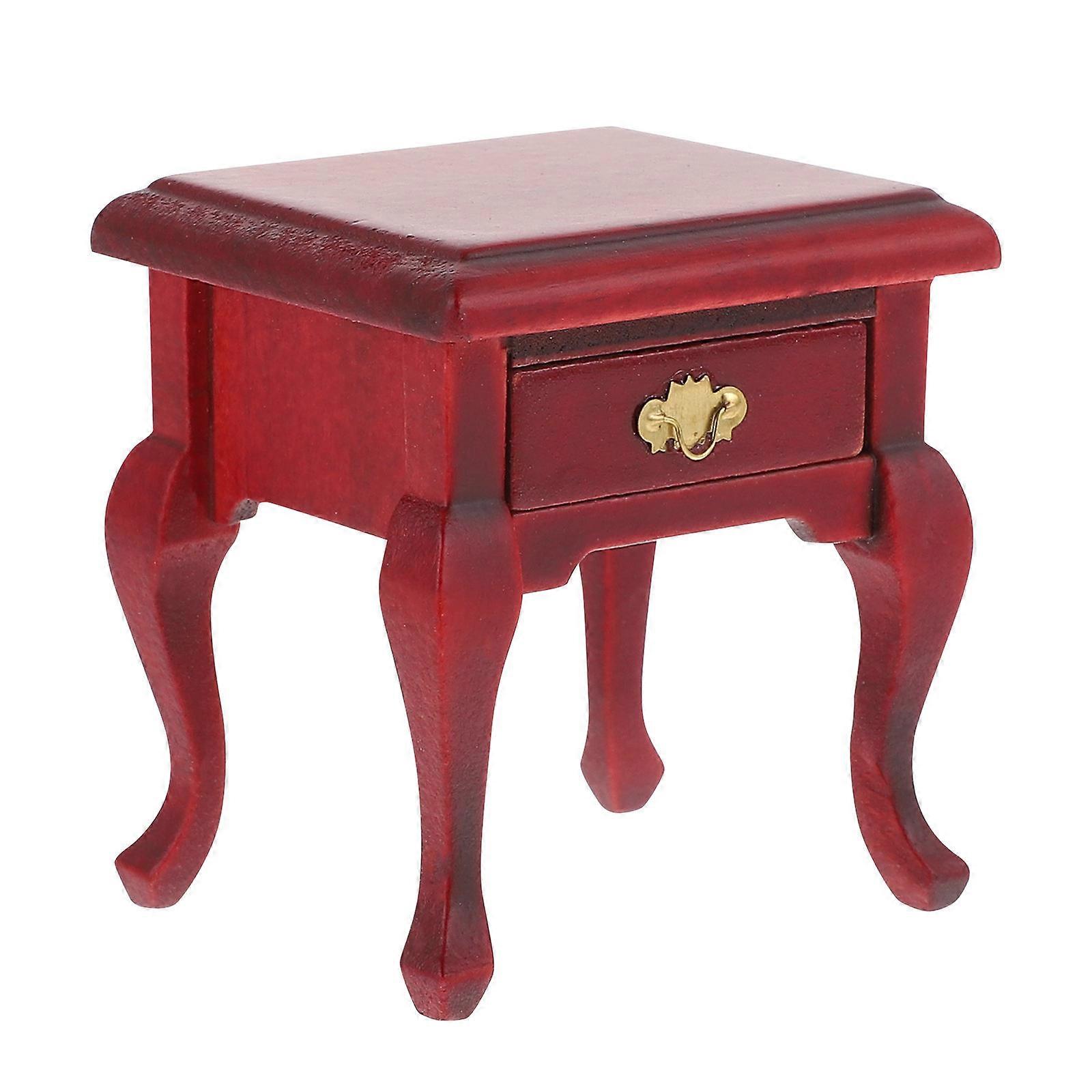 Mini Wood Bedside Table for Decor Creative Brown Synthetic Statue Supplies