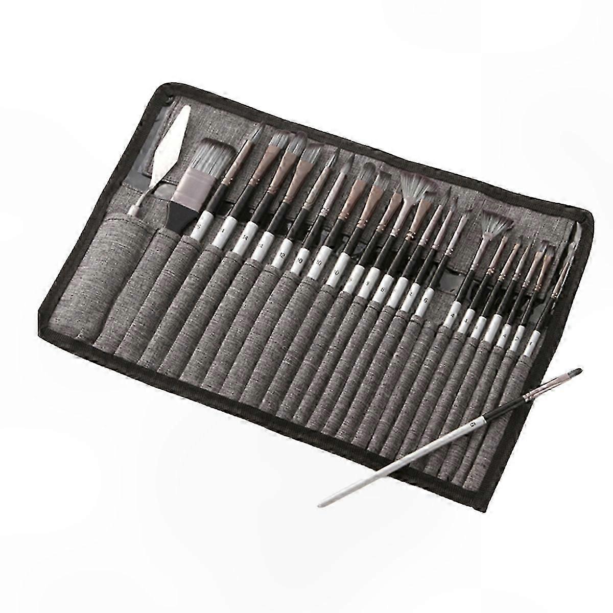 Artists Paintbrush Set with Roll-Up Case and Palette Tool