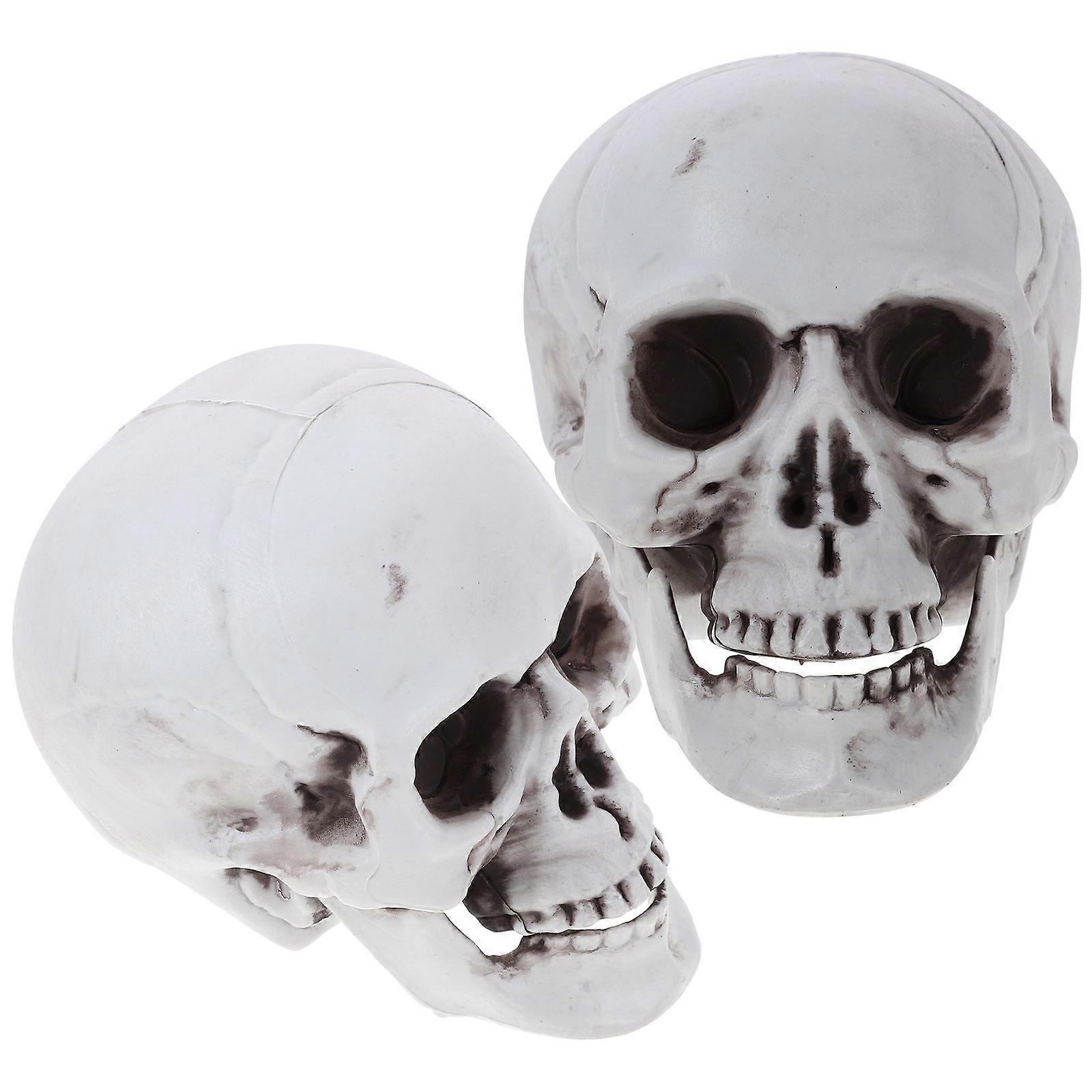 2Pcs Halloween Style Skull Shape Desktop Ornament 9 X 10 X 13.5 Cm Ideal For Masquerade Events