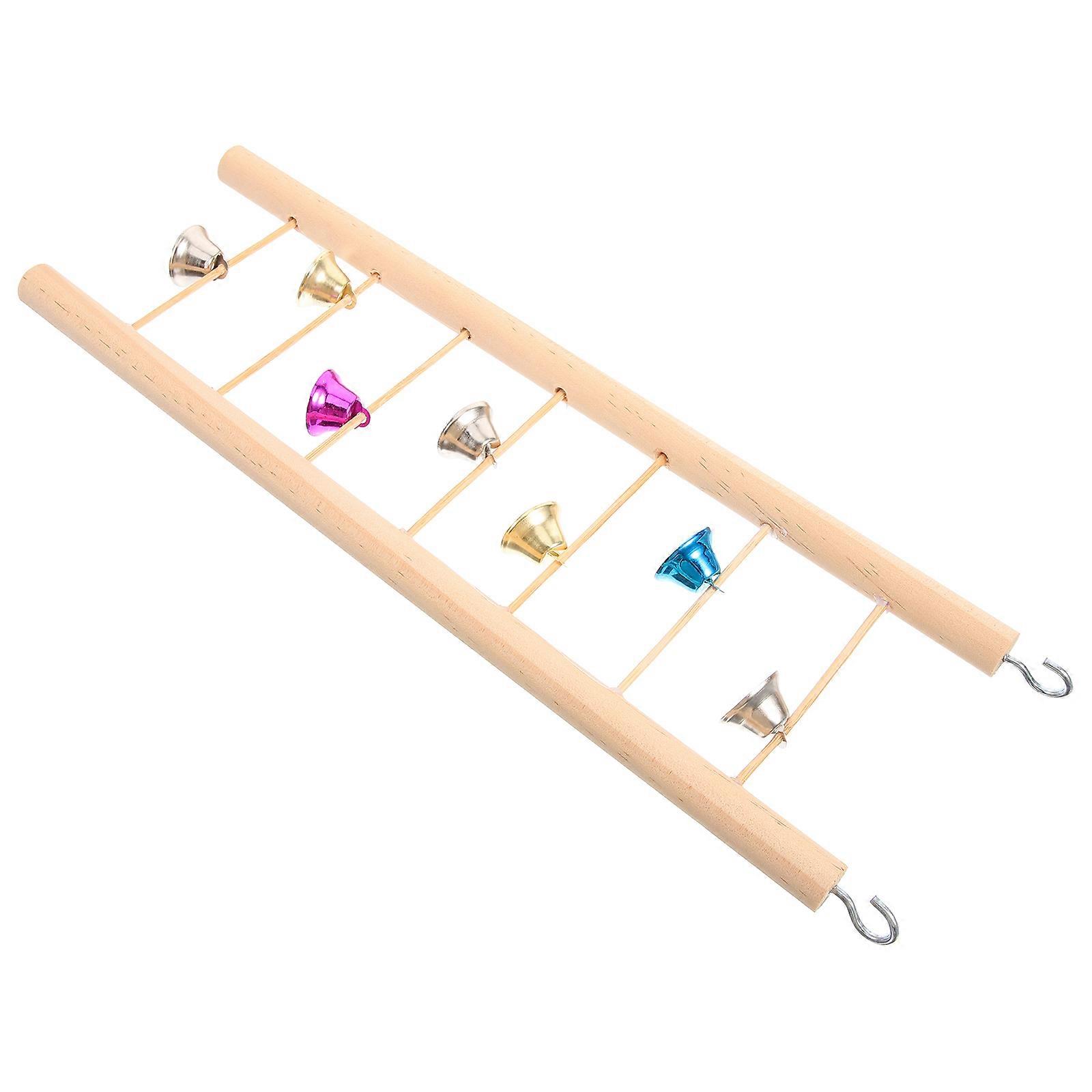 Wooden Hanging Ladder Toy for Hamsters and Small Birds Ideal for Climbing and Exploration Beige 28.5 in