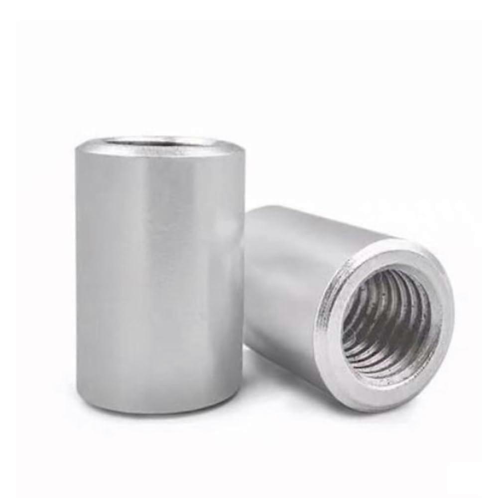 Round Union Nuts M2-M12, 304 Stainless Steel, Extended Nut, Threaded Spindle Connection, M10 OD14mm, 20mm Length, 1Pc