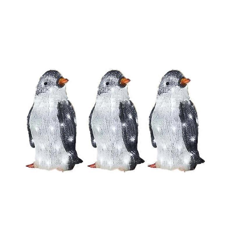 3Pcs/Set Light-Up Penguin Christmas Decorations Glowing Brightening Penguin Christmas Ornaments with LED Lights