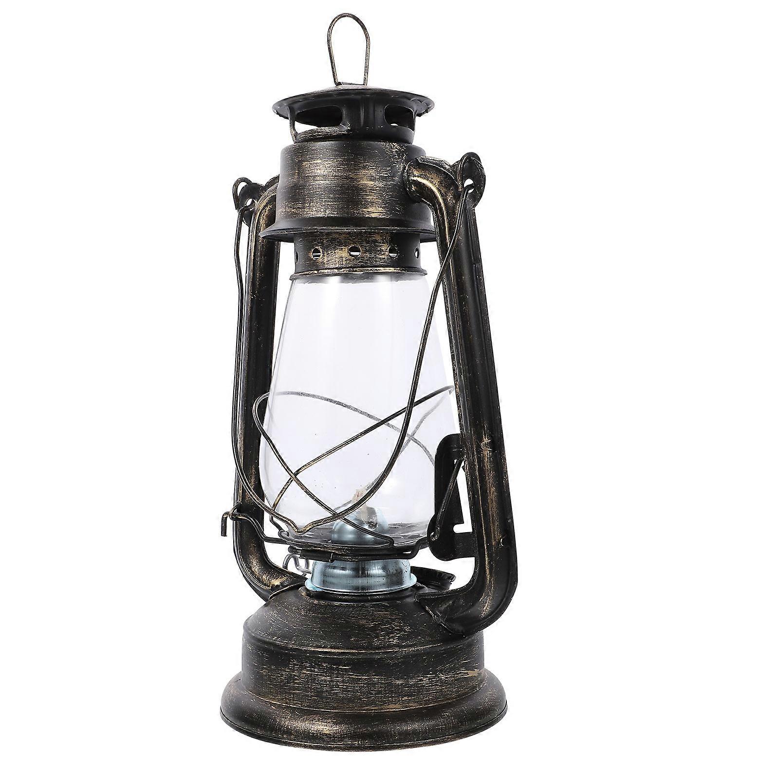 Iron Retro Oil Lamp Portable Hanging Lantern Outdoor Camping Light (Bronze)
