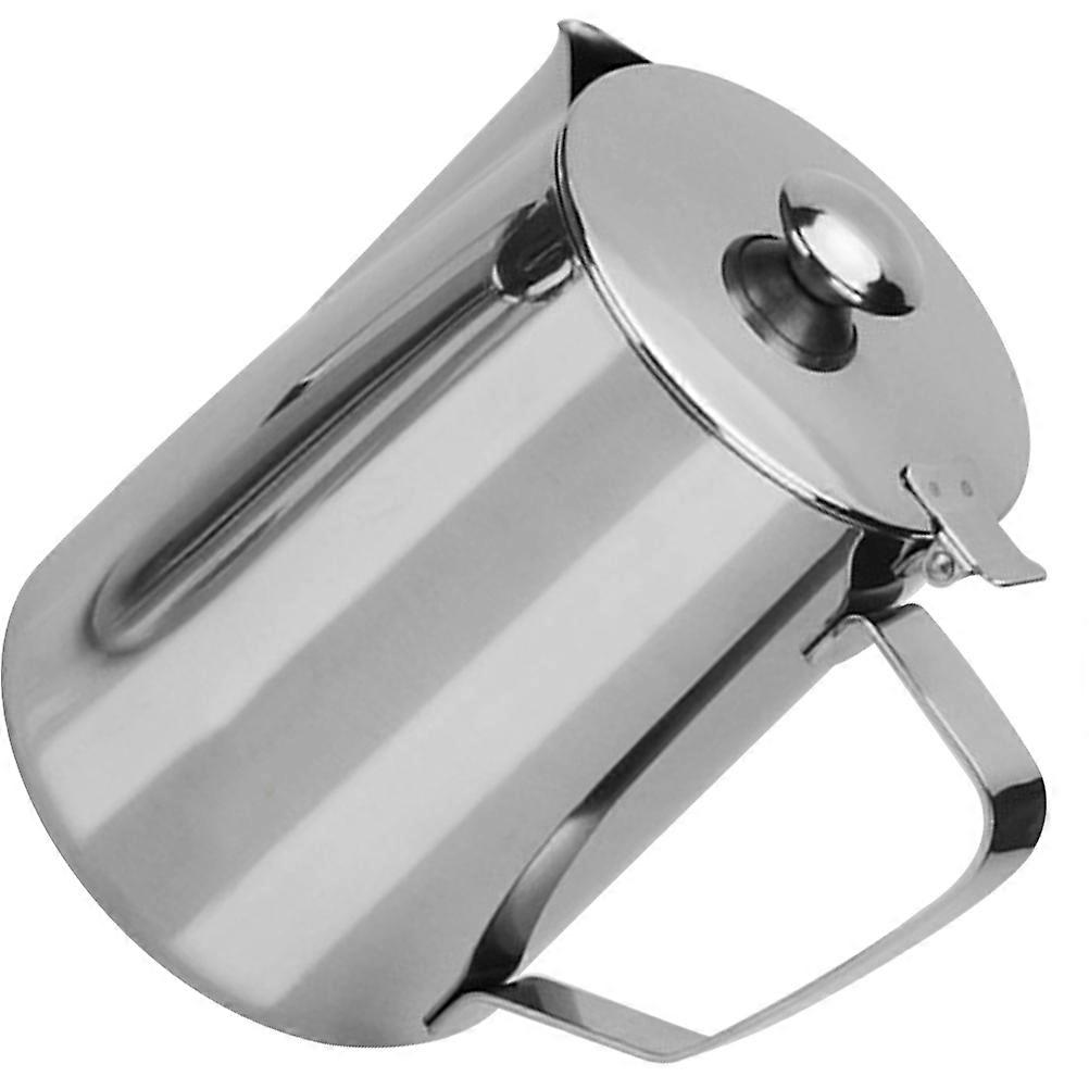 Stylish Silver Stainless Steel Milk Frothing Pitcher for Espresso Machine with Comfortable Grip and Narrow Spout 12 oz