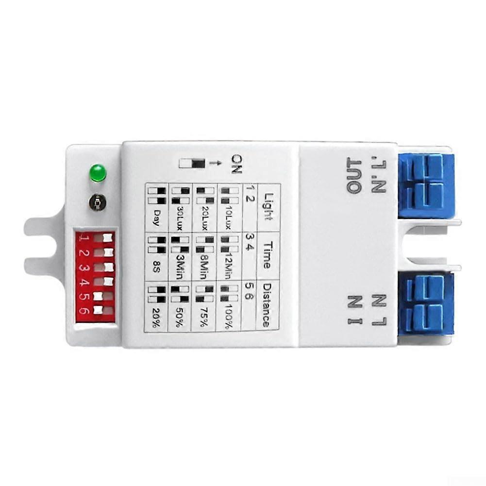 Reliable microwave sensor module for AC220V applications. Features include adjustable light sensitivity.