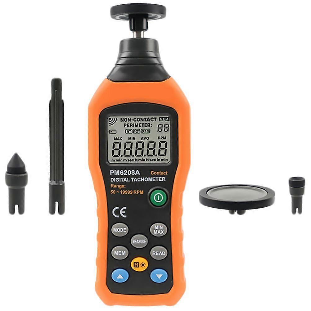 Handheld Digital Tachometer For Engine Speed Monitoring Designed For Technicians And Engineers In Orange 19.3X6cm 1Pack