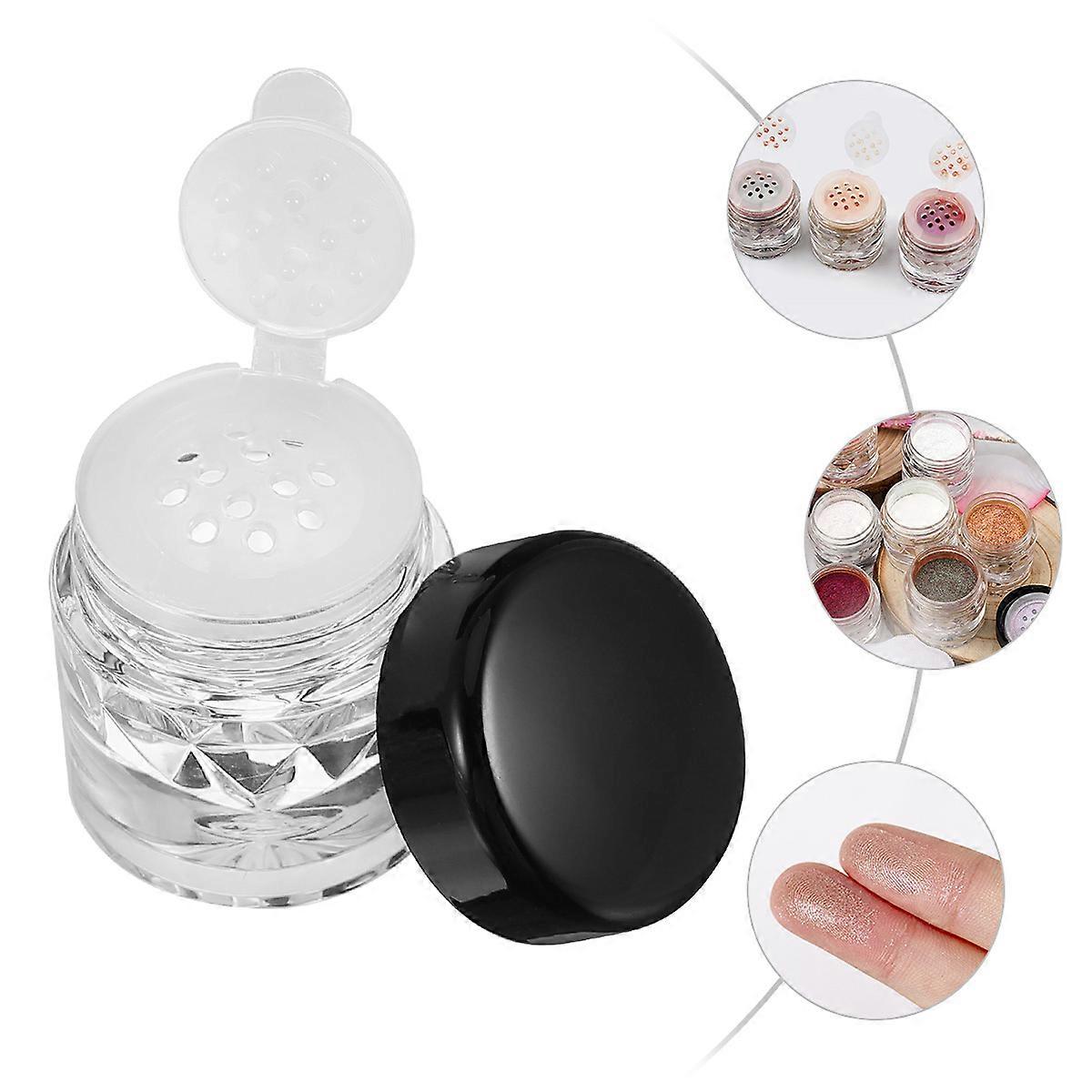 10pcs Reusable Empty Storage Bottles with Black Lids for Powder, Concealer, Eyeshadow – Travel & Cosmetic Organization Sub Containers