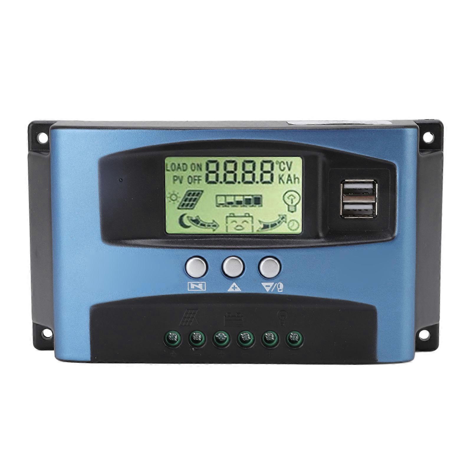 50A MPPT Solar Charge Controller for 12V/24V with USB Ports & LCD Display
