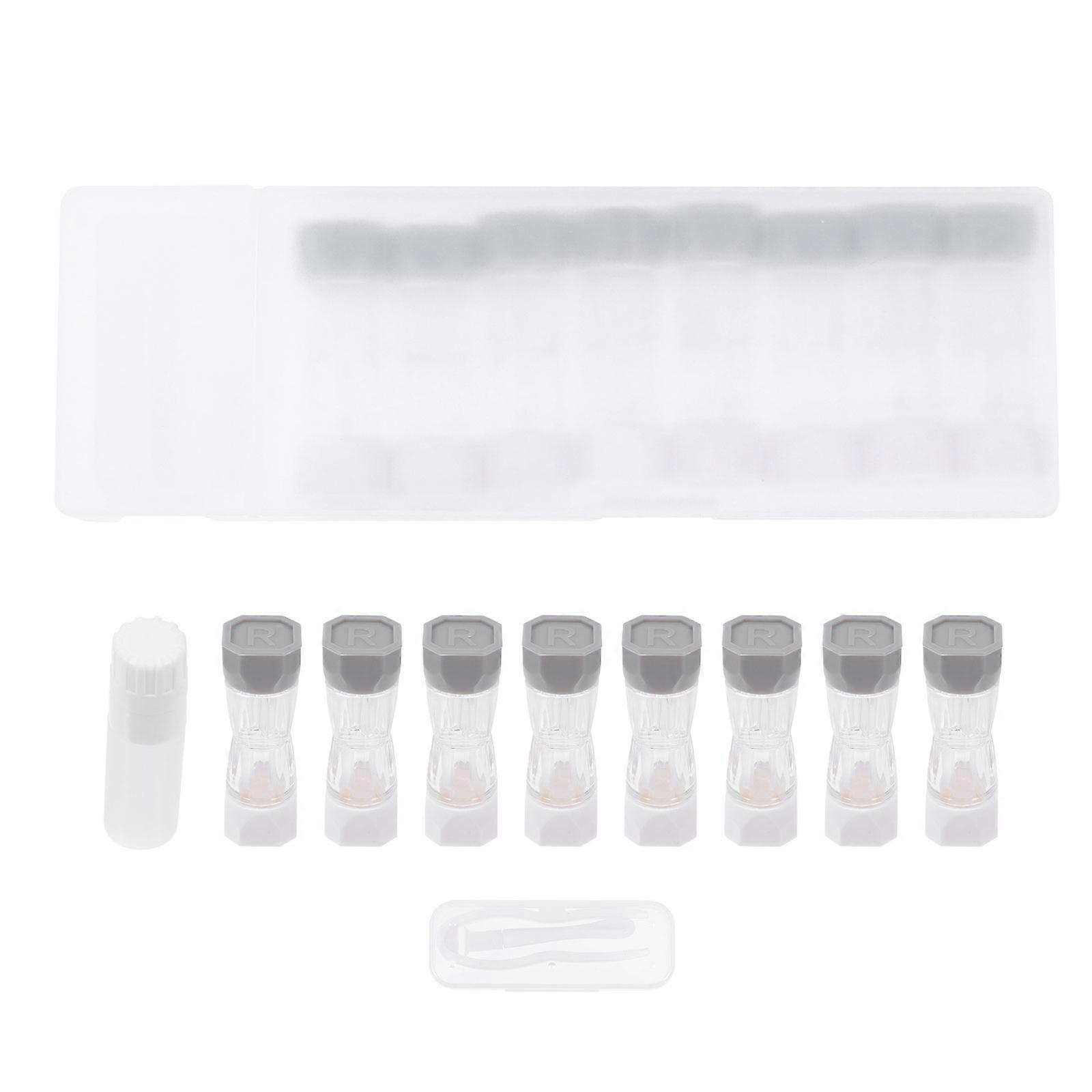 Durable 8pc Lens Cases Compact Leak Proof Storage Box for Eye Lightweight Travel & Daily Use Gray