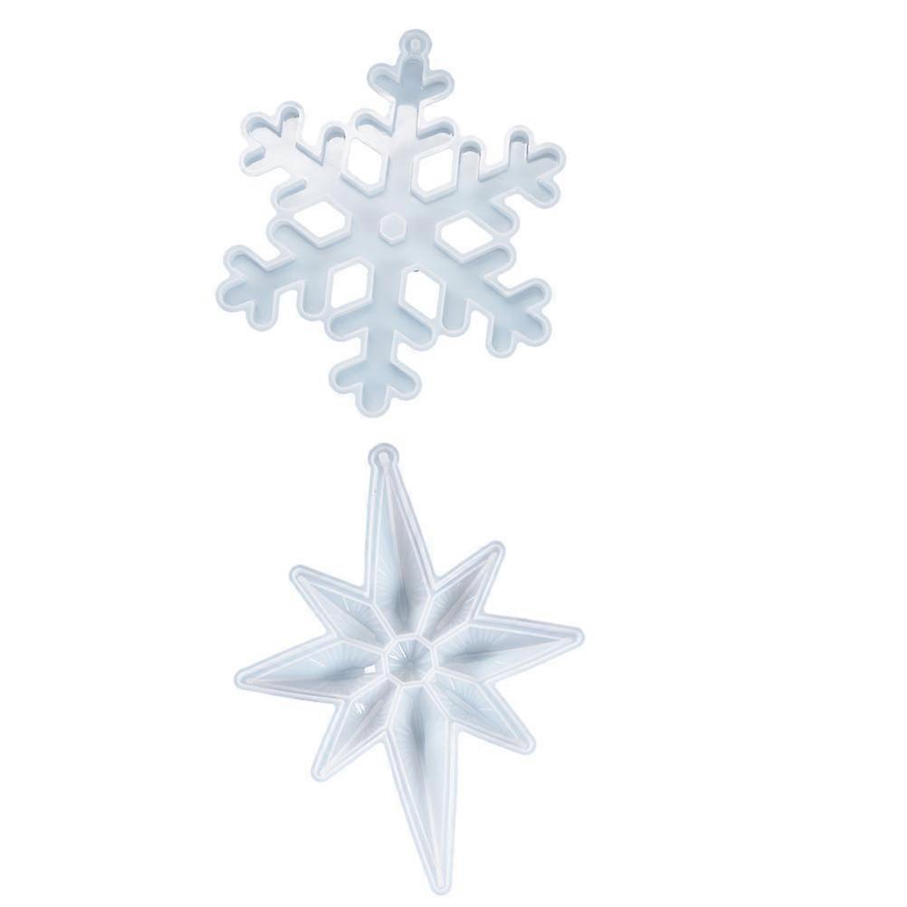Silicone Snowflake Pendant 2 Pcs Octagonal Star Hanging Pendant Mold Ideal For Christmas Gifts Handicraft Beginners