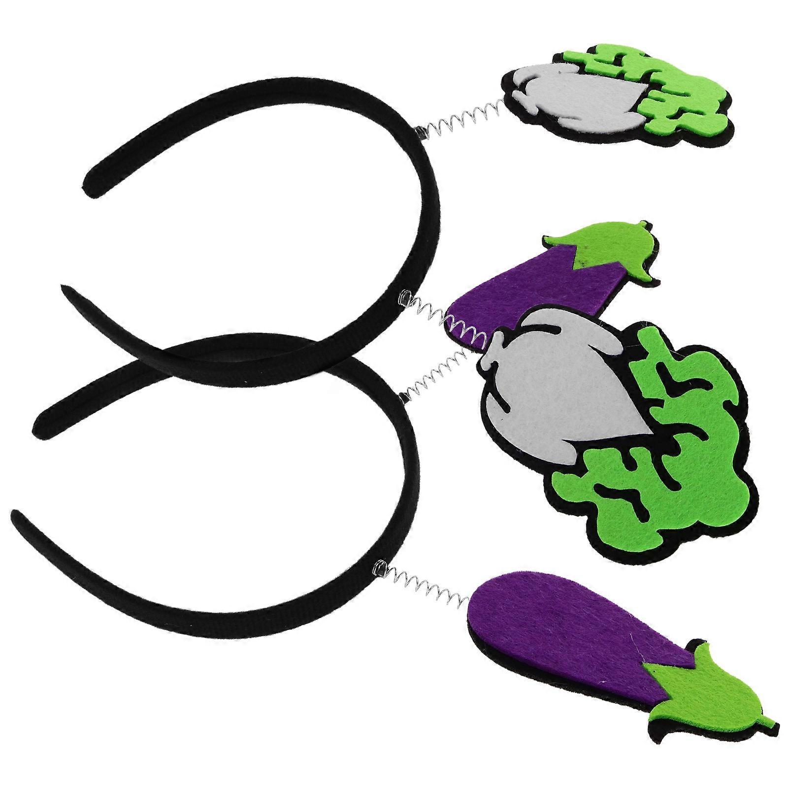 Cute Vegetable Headbands for Festivals & Cosplay – Lightweight, Comfortable & Multipurpose – Adorable Eggplant & Cabbage Designs – 2pcs Hair