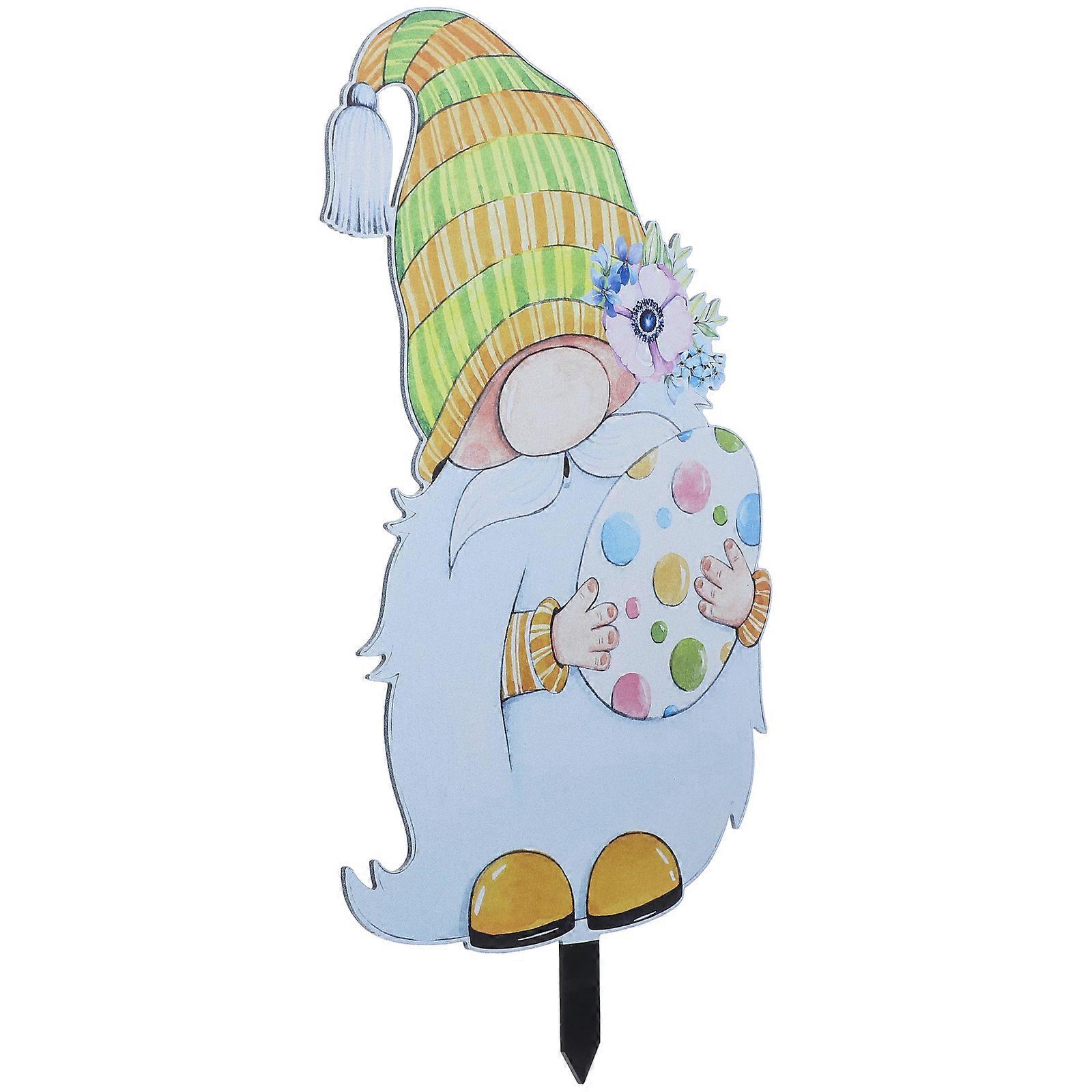 Durable Gnome Lawn Stake Garden Decor With Cartoon Design For Easter Festivities In Multi 1Pack