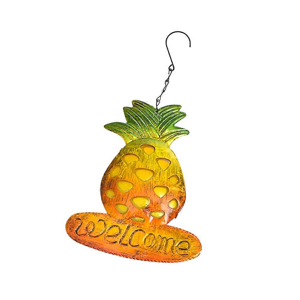 Handmade Iron Pineapple Wall Decor with Bell Wind Chime for Garden, Patio, and Indoor Spaces – Yellow Metal Adornment for Living Room, Bedroom, or
