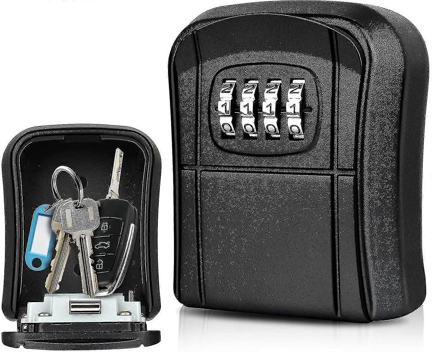Wall-Mounted Mini Key Box Safe, 4-Digit Resettable, Waterproof, Outdoor/Indoor