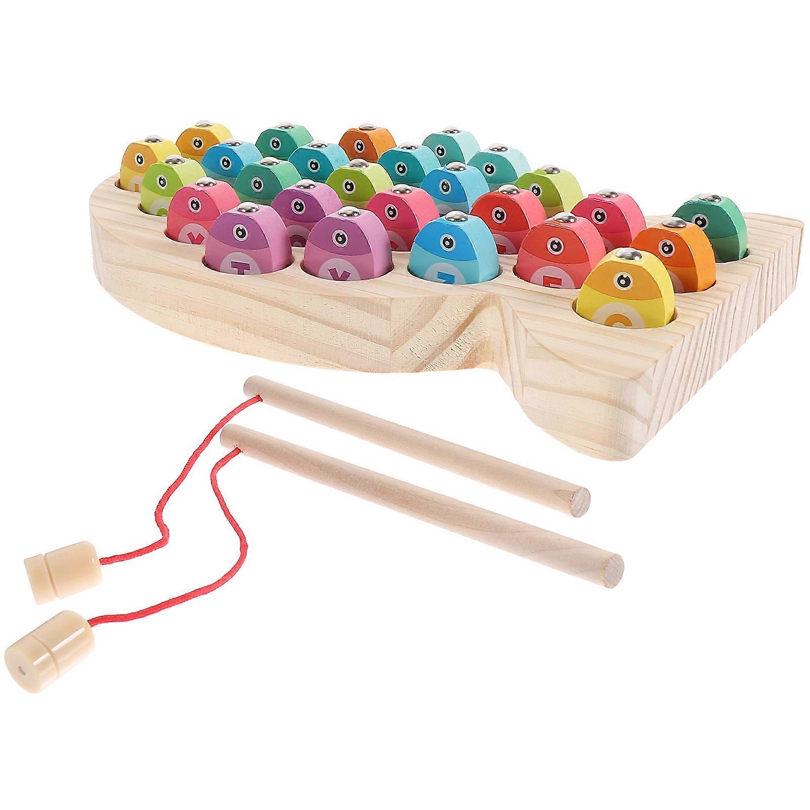 Wooden Fishing Game Educational Toy For Fine Motor Skills Training Assorted Color 1 Set