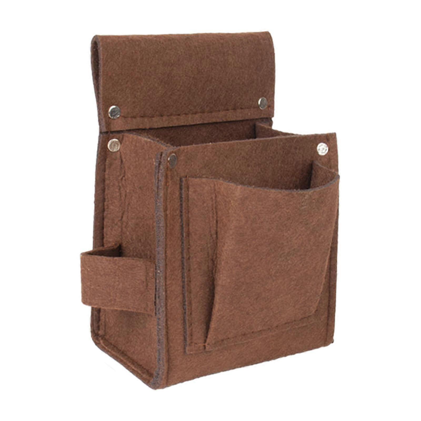 Tool Belt Nail Tool Pouch For Carpenters, Nail Tool Holder, Brown 13x19x8 cm, Belt Not Included