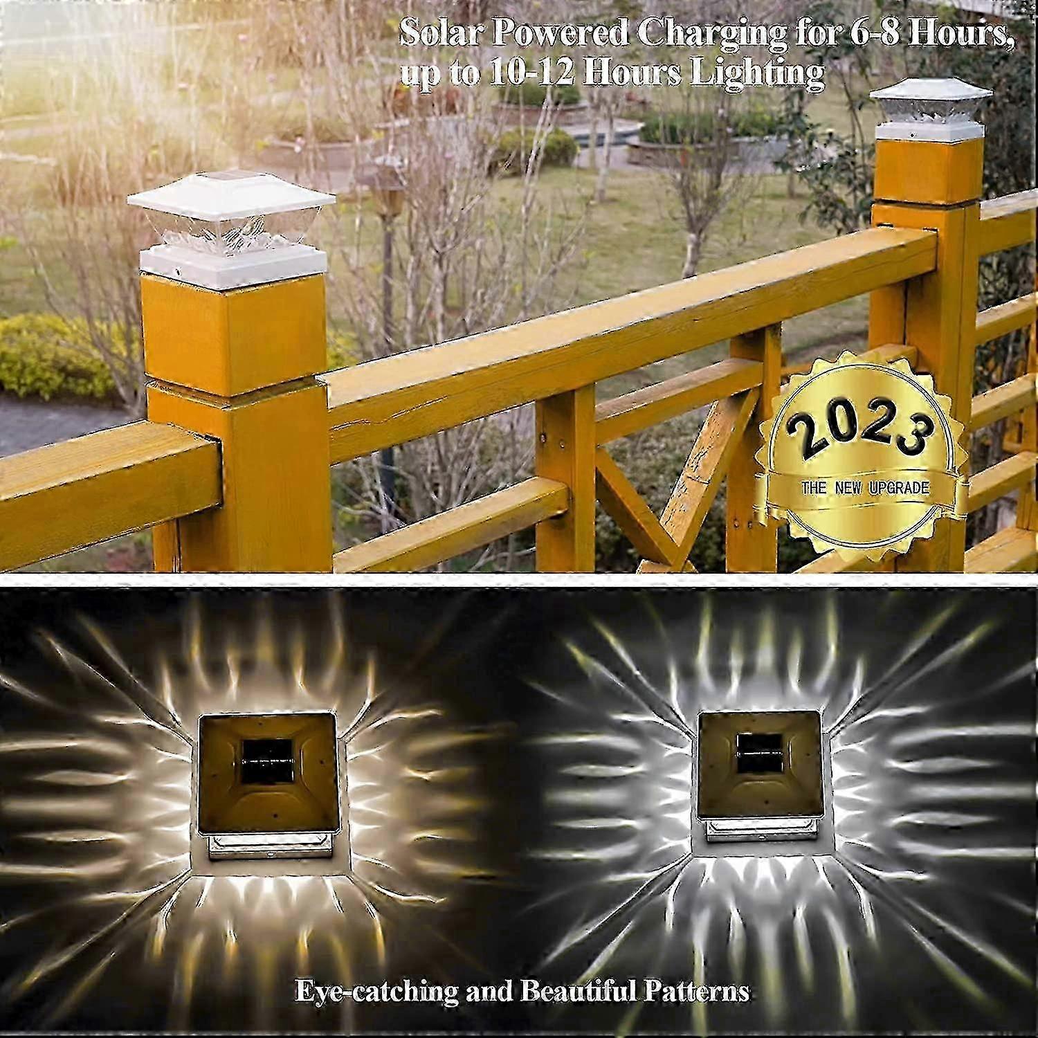 2025 8 パック ソーラー ポスト キャップ ライト 屋外 2 モード LED 3.5x3.5 4x4 4.5x4.5 5x5 木製ポスト用