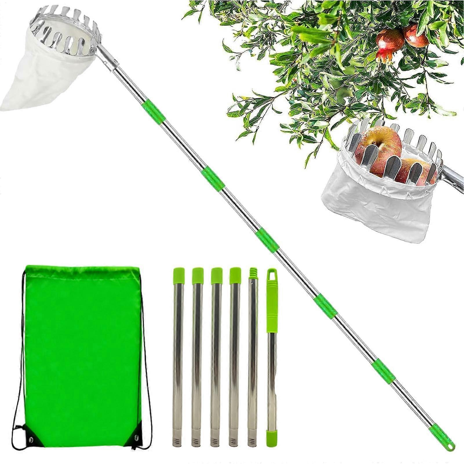 Telescopic Fruit Picker, Extendable Bar, NonSlip Handles, Lightweight, 6 Poles