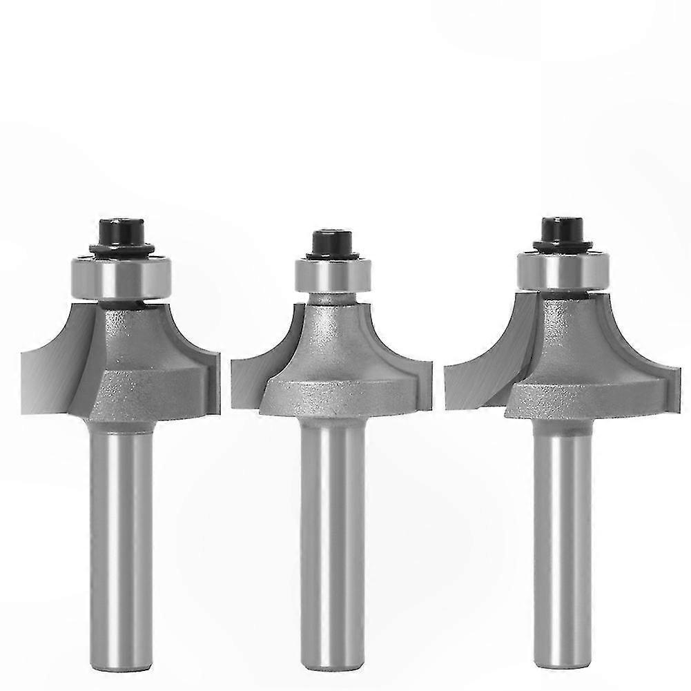 3-Piece Round Over and Beading Edging Router Bit Set, 8mm Shank with Bearing for Woodworking Projects