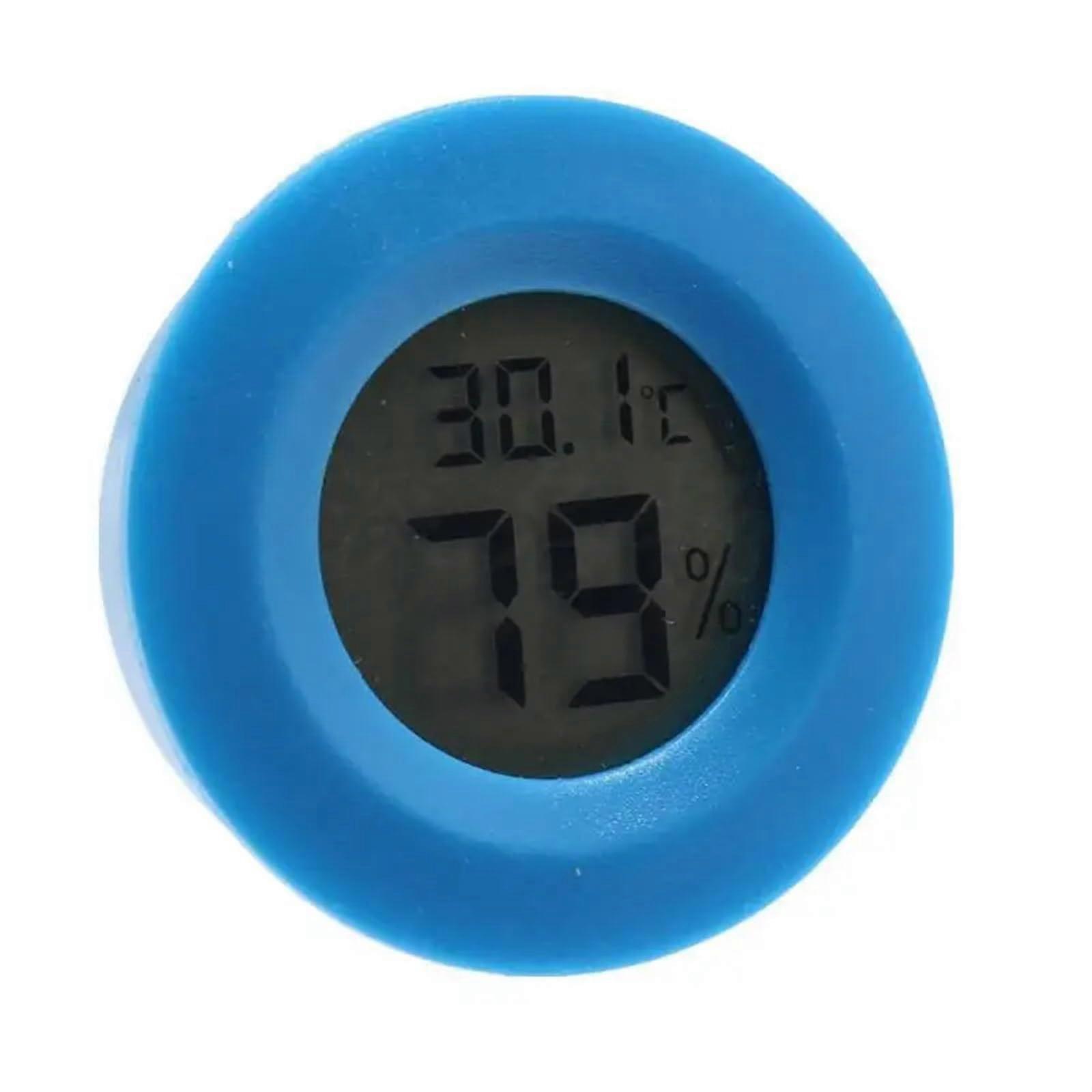 Mini Digital Thermometer Hygrometer Meter Round Shape Display Reptile Aquarium Temperature Humidity Meter Detector Tool for indoors(Blue) Ref: 7258