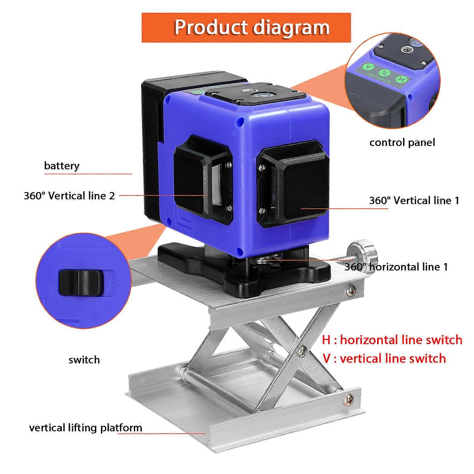 Leveling Tool Kit 12 Lines Self-Leveling Laser 95x73x94mm Green
