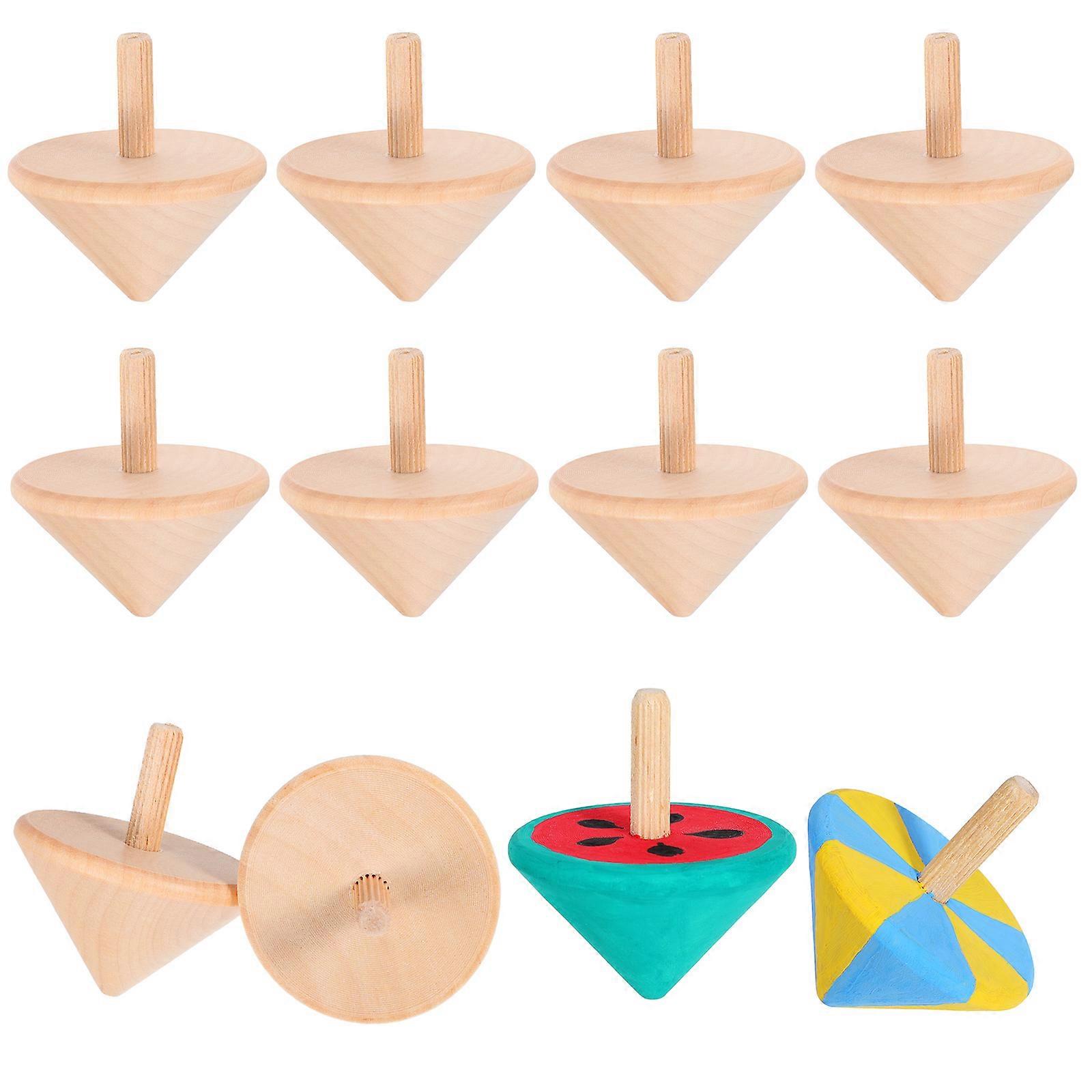 Wooden Rotating Gyro Toy Children Playtime Beige Hand Coordination Exercise 12Pcs