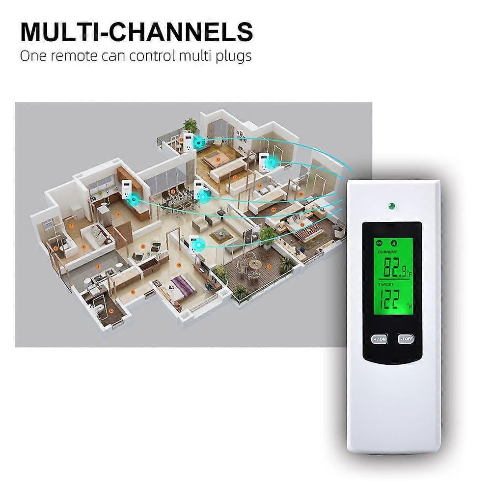 Household Wireless Thermostat Controller and Socket Set Heating Cooling Modes Object Temperature Setting   Switchable Green Backlight LCD Display with