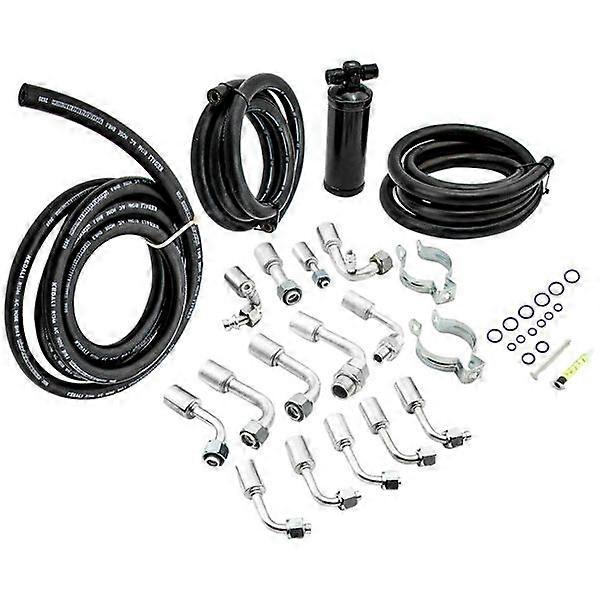 134a AC Air Conditioning Hose Kit R-Ring Fittings Drier Extended Length A/C Hose