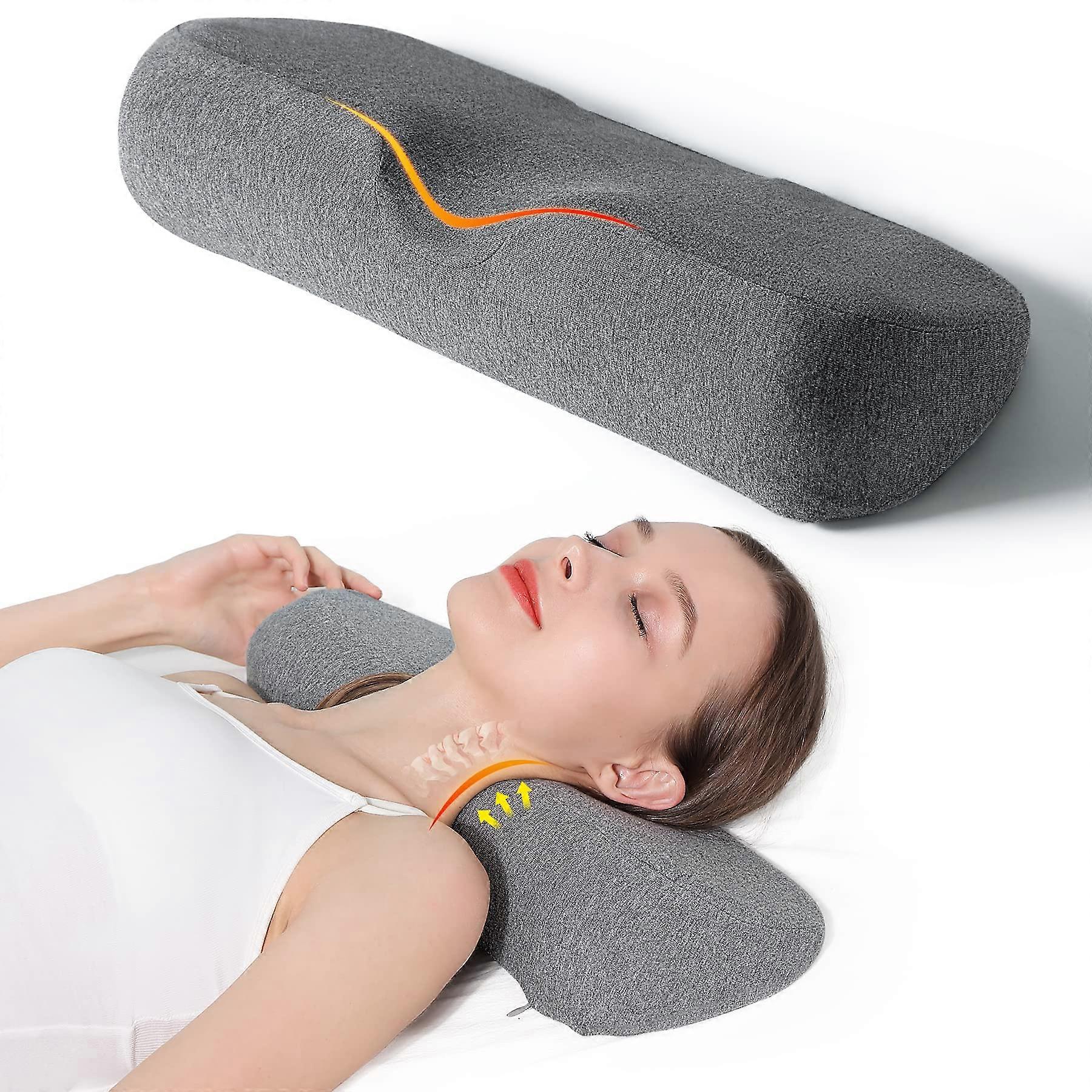 Cervical Neck Pillows - High-Density Memory Foam Neck Bolster, Neck Support Pillow, Bed Pillow (Dark Gray)