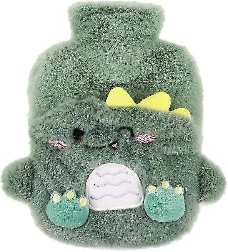 Cute Dinosaur Thermos Bottle 400ml with Soft Plush Lid - Insulated Flask Natural Rubber Premium