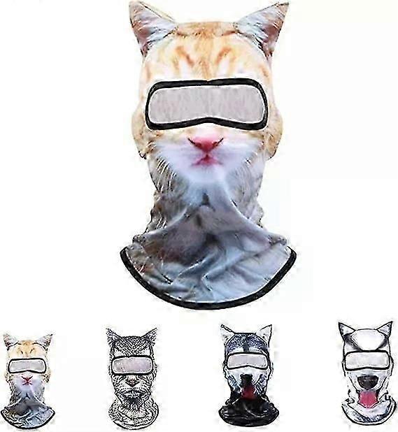 White Meow Cat Ski Mask 3D Balaclava with Ears Warm Face Cover