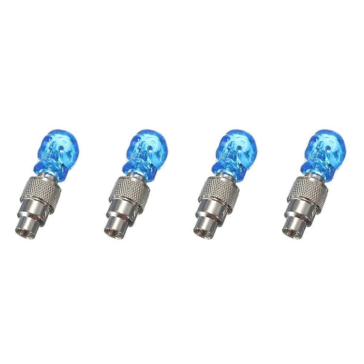 4X LED Light Valve Cap Spoke Light for Bicycle Auto Bike Rim Tire Blue