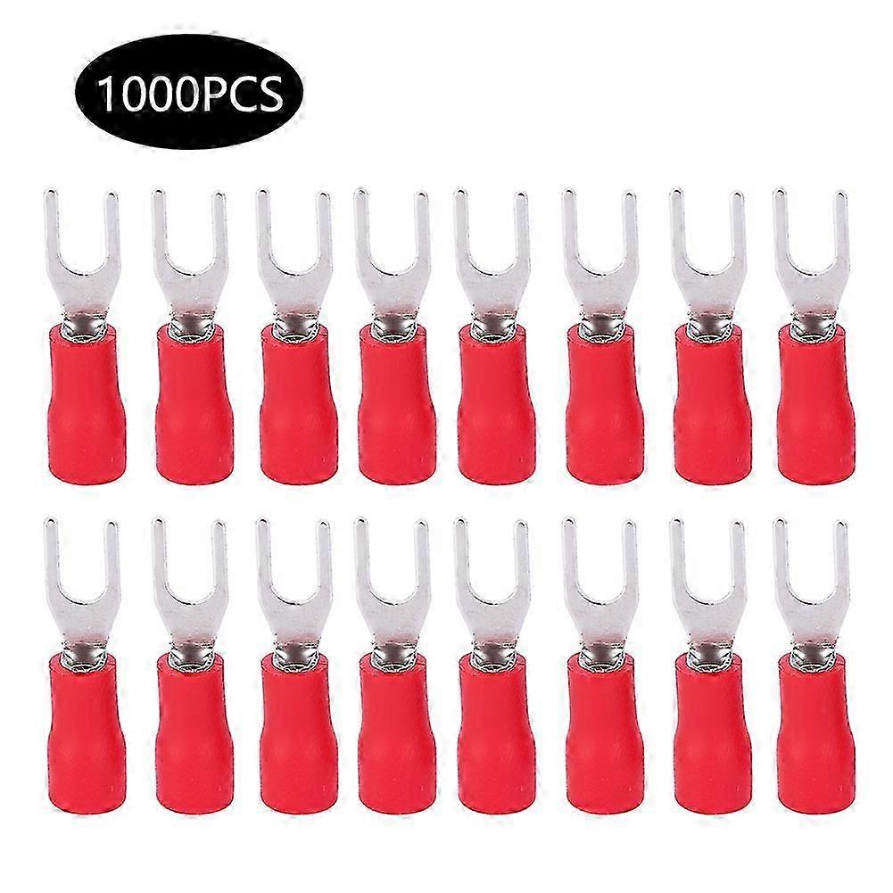 1000Pcs U Type SV1.25-3 Brass Crimp Terminals, Electrical Connectors Kit, Cold Pressed Accessory