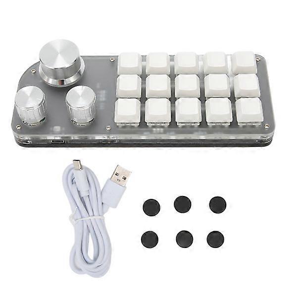 Programmable Numpad 15 Keys 3 Knobs Blue Switch Mechanical Memory Function Mini Numpad for Game Office Media