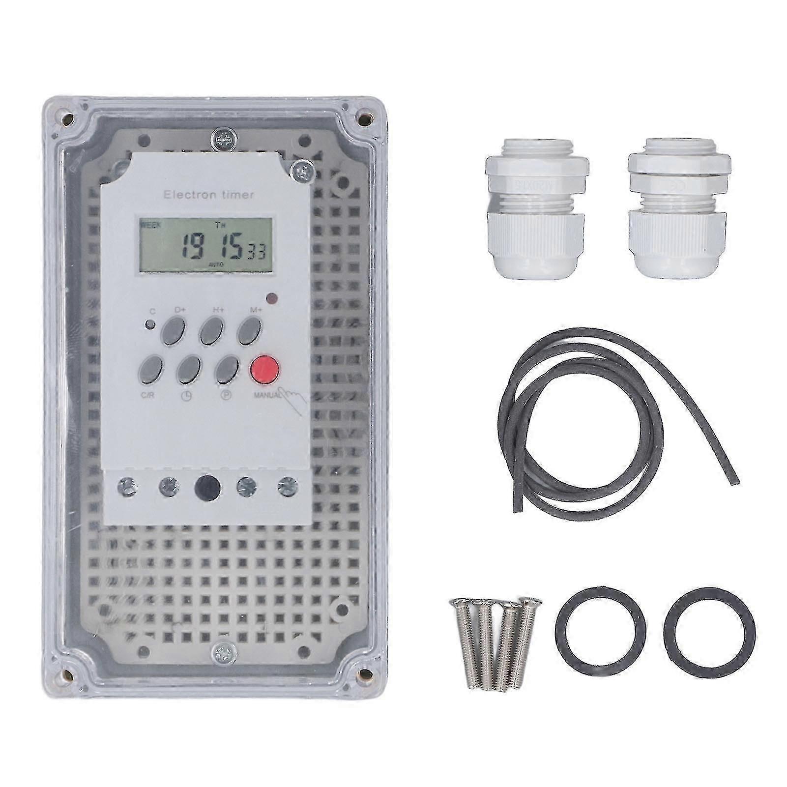 Waterproof Digital Timer Box for Pool Pump, Programmable Time Control Switch for Spa Heater Motor (DC 12V)