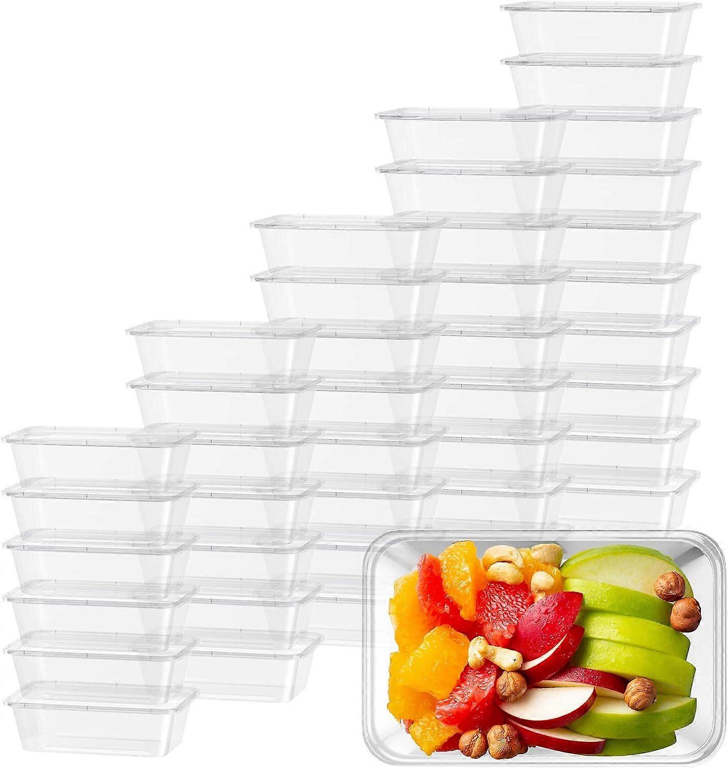500pcs 350ml Reusable Food Containers Plastic Meal Prep Storage w/Lids 