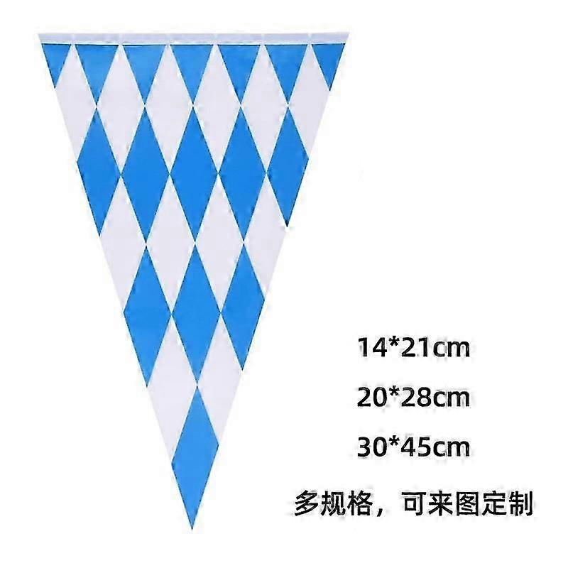 Blue and White Checkered Bavarian Pennant String Flag for Authentic Munich Oktoberfest Decor in UK