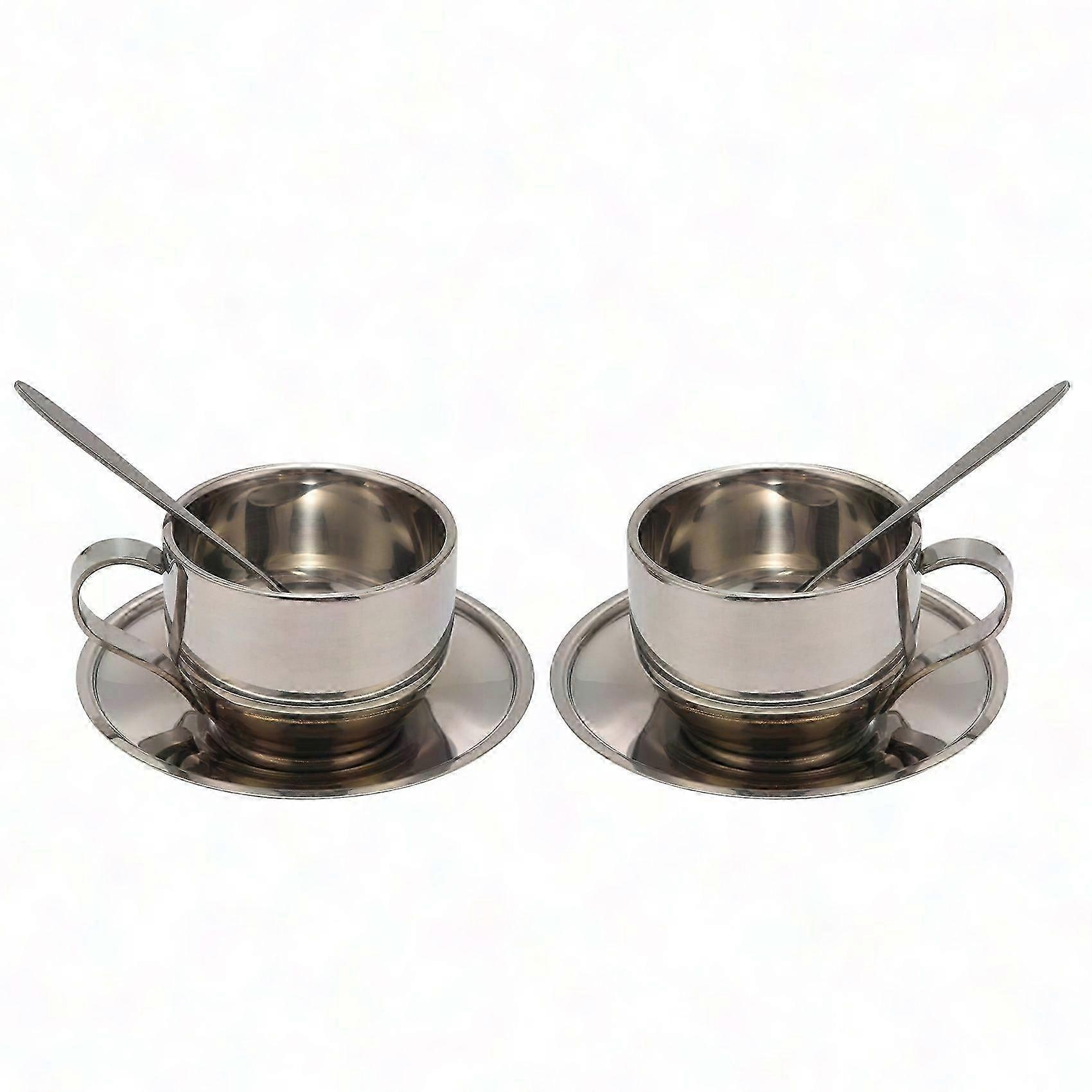 Stainless Steel Insulated Coffee Cup Set - Double Walled Espresso & Latte Cups with Lid