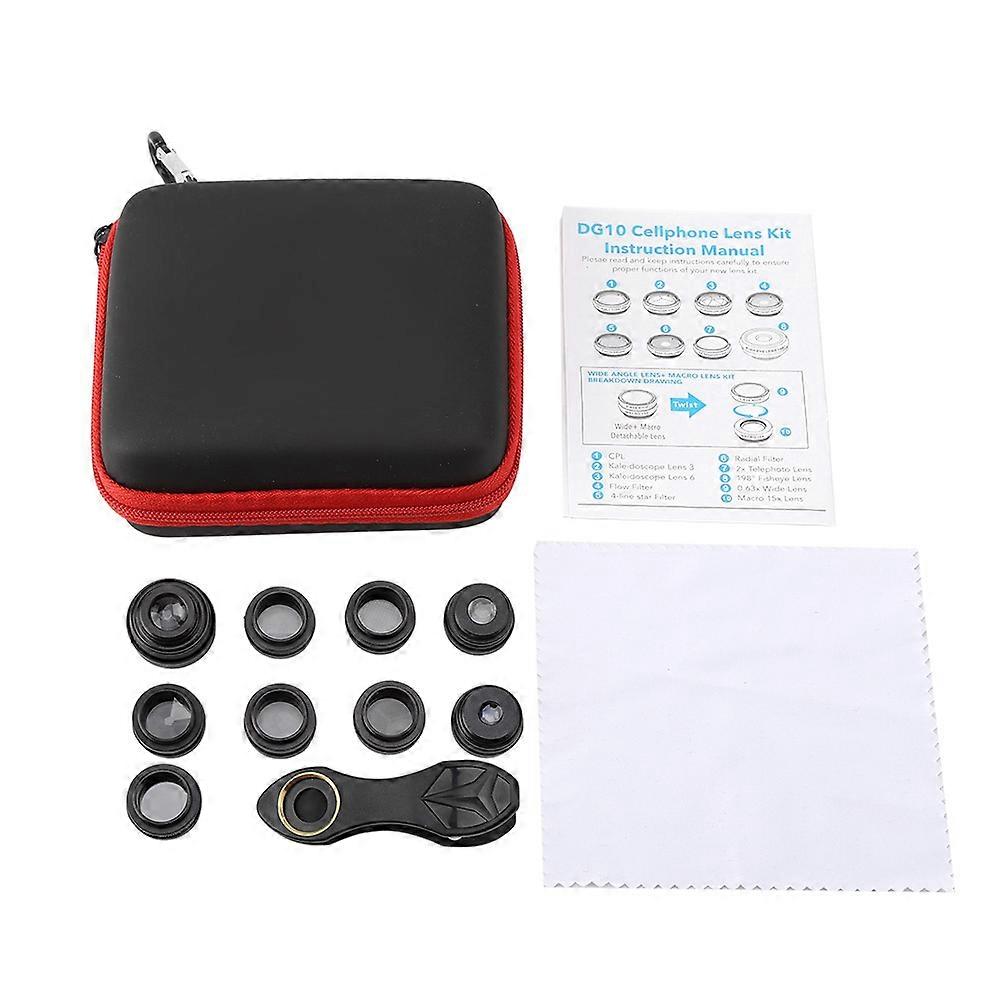 10 In 1 Multifunction Phone Camera Lens Filter / Fisheye / Wide Angle Universal Phone Lens