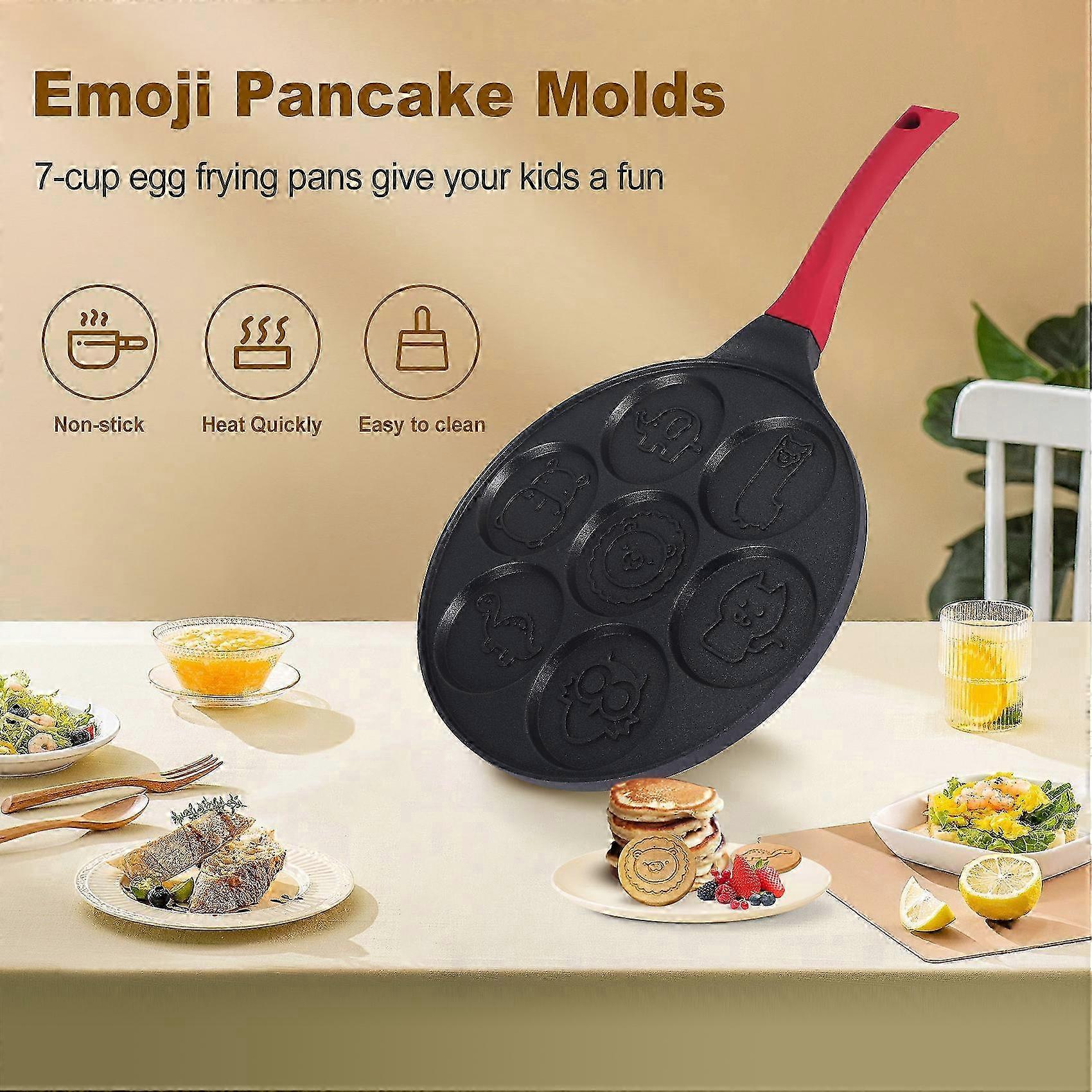 Non-Stick 7 Mold Crepe Pan with Silicone Base for Pancake Making