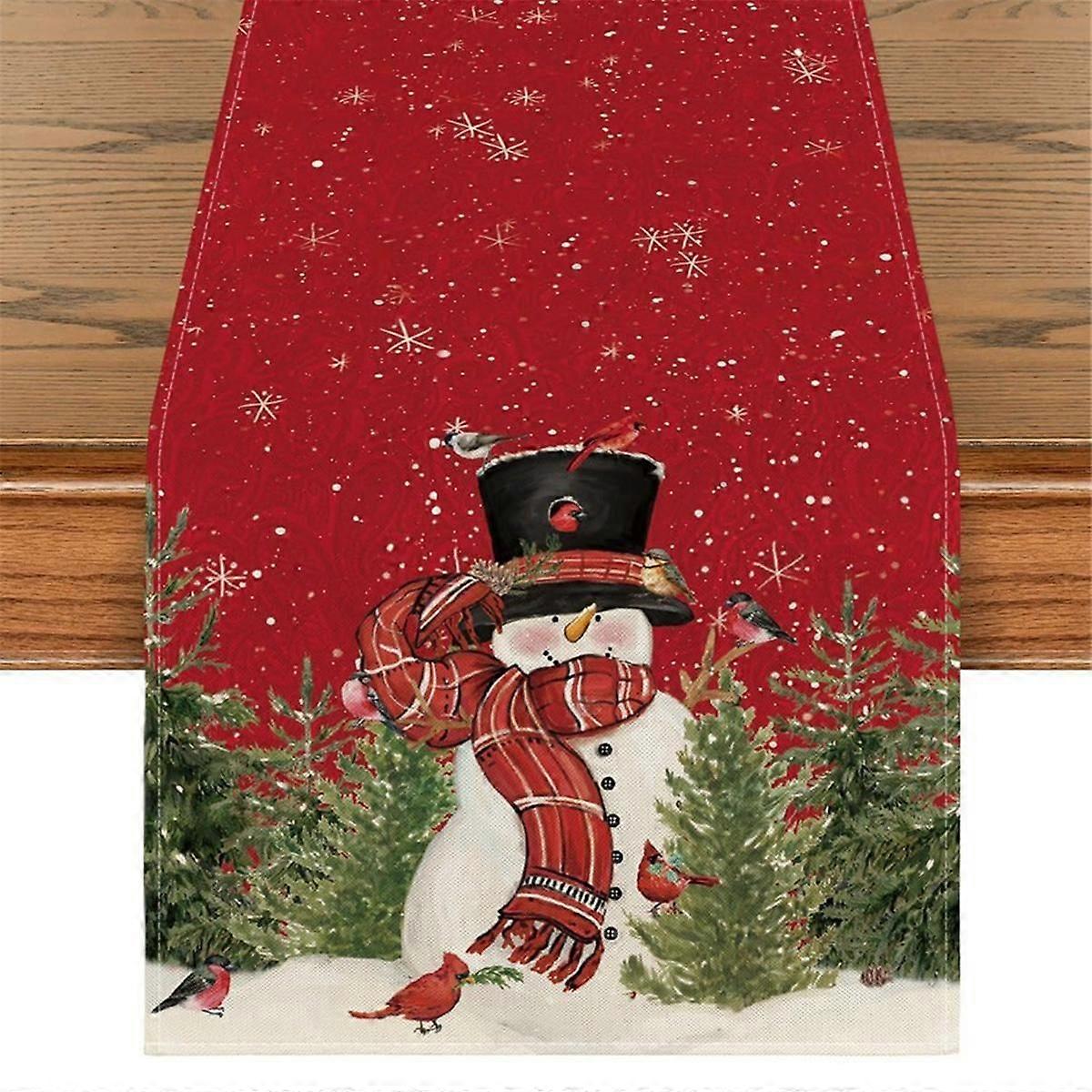 Christmas Birds Table Runner, Seasonal Winter Xmas Holiday Kitchen Dining Table Decoration