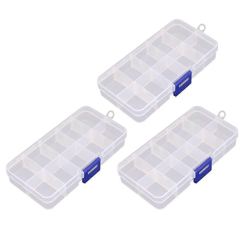 3pcs Clear Plastic Storage Box Beads Storage Containers Transparent Jewelry Case